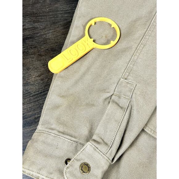 Cabela’s Men’s Chore Field Jacket Beige Nubuck Leather Collar Size L Reg - Picture 10 of 16